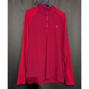 Oakley Mens Sweatshirt Red Pullover 1/4 Zip Long Sleeve Size L Athletic